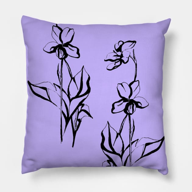 violet flowers Pillow by Art by Taya 