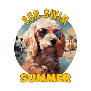 The Poodle Dog's Vacation. Sun Swim Summer. T-Shirt