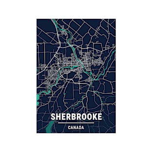 Sherbrooke Blue Dark Color City Map T-Shirt