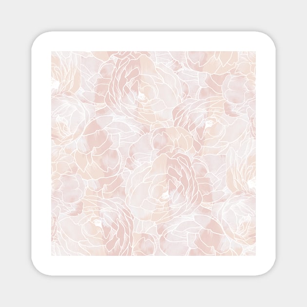Carnation Outline Pattern in Pink Pastel Magnet by marknprints