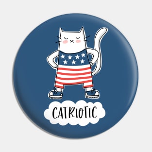 Catriotic - USA - Patriotic Cat in American Flag Suit Pin