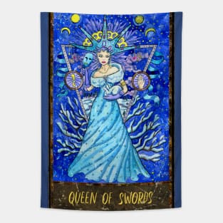 Queen Of Swords. Magic Gate Tarot Card Design. Tapestry