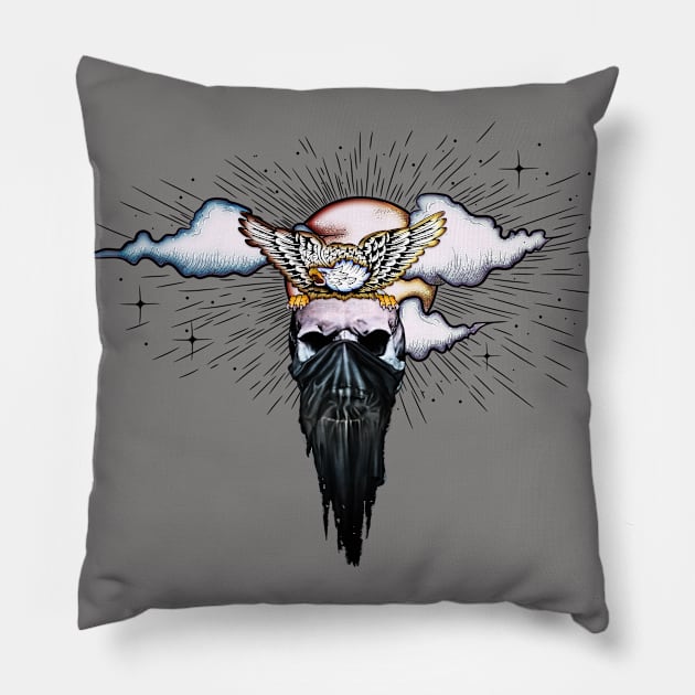 Skull with eagle Pillow by Nicky2342