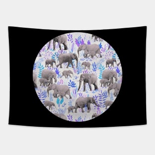 Sweet Elephants in Aqua, Purple, Cream and Grey Tapestry