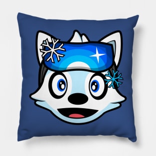 Excited Skier Alaskan Malamute Brook Pillow