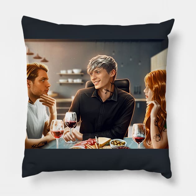 family lunch Pillow by c0ffeebee