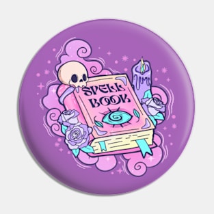 Pink Halloween Spell Book Pin