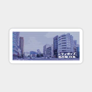 Japanese city pop art series 2 - Nagoya Japan in - retro aesthetic - Old retro tv glitch style Magnet