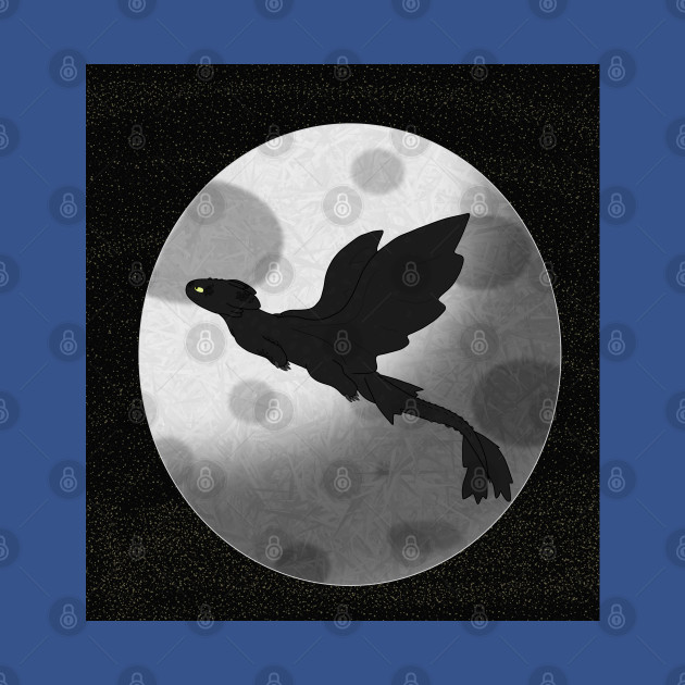 Discover The Night Fury and the Moon (background ver.) - How To Train Your Dragon - T-Shirt