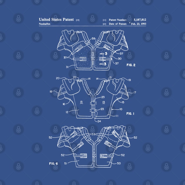 Football Pads Patent - American Football Art - Blueprint by patentpress