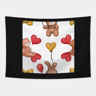 Teddy and Bunny white Tapestry