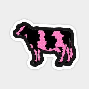 Pink Hearts Dairy Cow Silhouette  - NOT FOR RESALE WITHOUT PERMISSION Magnet