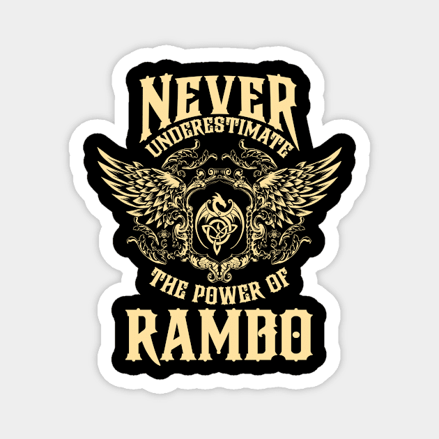 Rambo Name Shirt Rambo Power Never Underestimate Magnet by Jeepcom