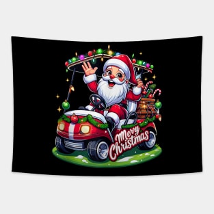 Santa Claus Golf Cart - Merry Christmas Festive - Xmas Holiday Tapestry