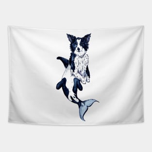 Border Collie Orca Whale Tapestry