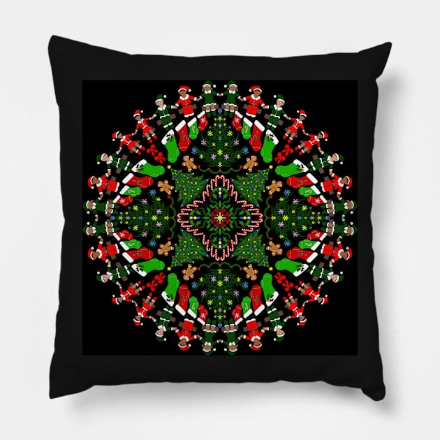 Everything Christmas on Black Pillow by MamaODea