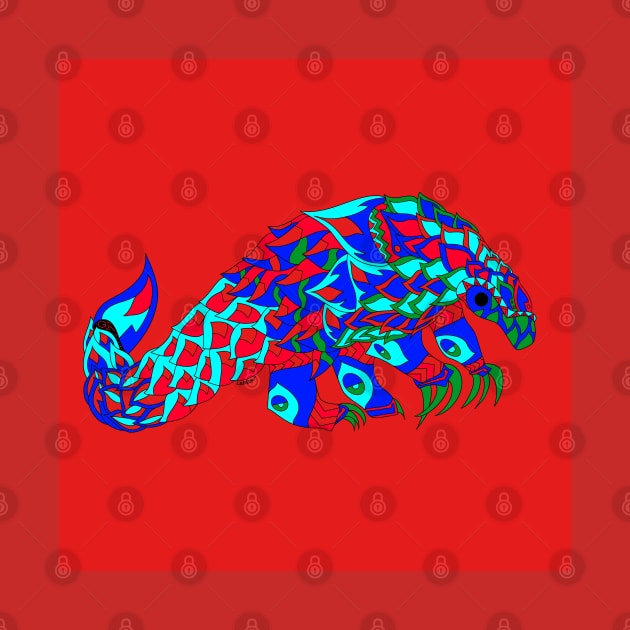 rainbow pangolin scaly anteater ecopop art by jorge_lebeau