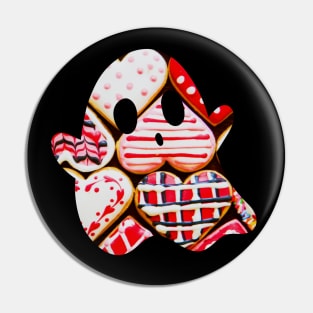 Valentines Heart Cookies Ghost Pin