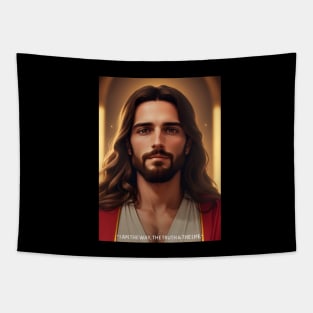 Image of God Lord JESUS CHRIST - I am the way the truth and the life - Christian T Shirts Mugs Wall Art, Christian gifts store, Christmas 2023 gift ideas Tapestry