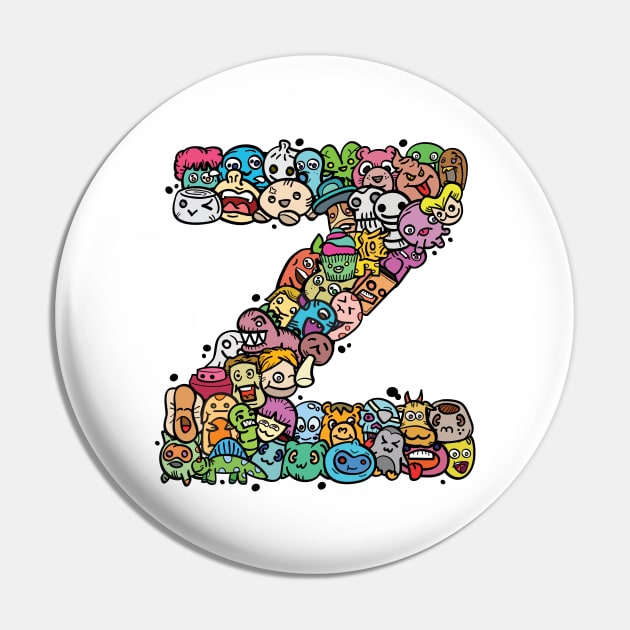 Alphabet Monster Doodle Letter Z Monogram copy Pin by Irene Koh Studio