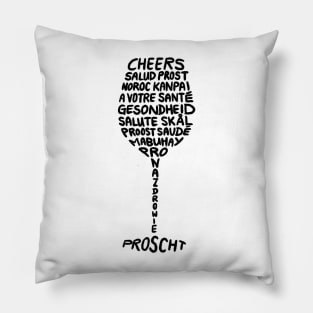 Cheers In Different Languages Wine Glass Design Pillow