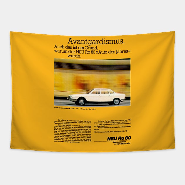 NSU Ro80 - advert Tapestry by Throwback Motors