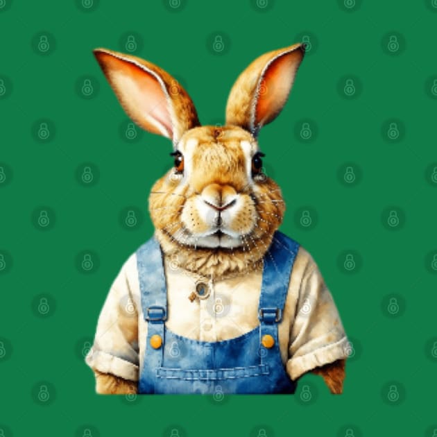 Bunny in overalls by Mugs and threads by Paul