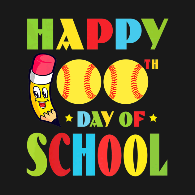 100 Days Of School Softball Player by Magic Ball