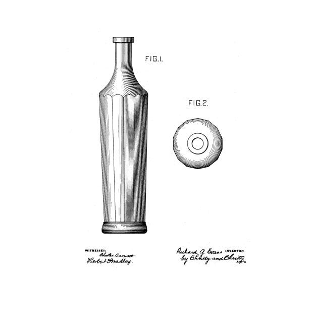 Bottle Design Vintage Patent Drawing by TheYoungDesigns