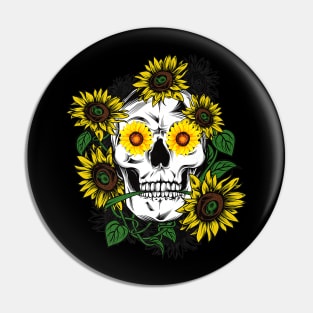 Skull Sunflower Tattoo Pin