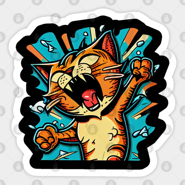 Cool magic funny Cat lustige Katze Cats Katzenaugen Polygon - Cat Love -  Sticker