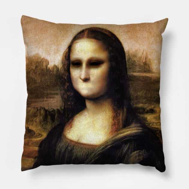 Silent Mona Lisa Pillow by KAMonkey