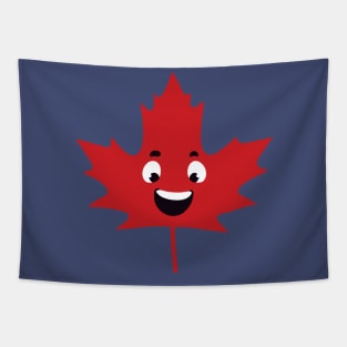 Cool Canada Day Maple Leaf Happy Face Tapestry