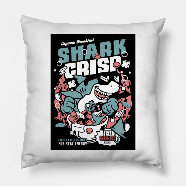 SHARK CRISP Pillow by lounesartdessin