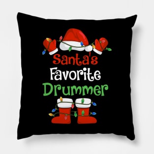 Santa's Favorite Drummer Funny Christmas Pajamas Pillow