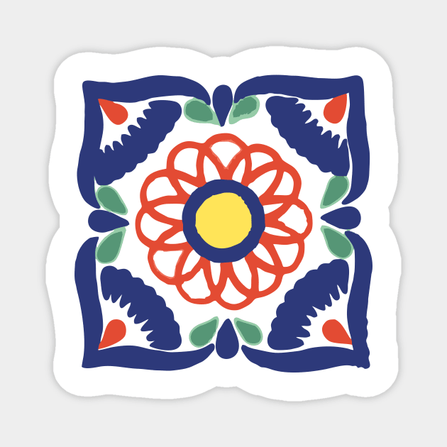 Talavera Blue Petals Magnet by jgeiger714