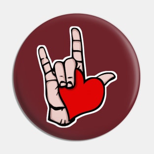 I Love You in American Sign Language #1 / Heart Design Pin