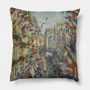 The Rue Montorgueil by Claude Monet Pillow