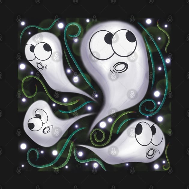 Spooky Cute Ghosts/Ghouls BG by foxnwombatco 