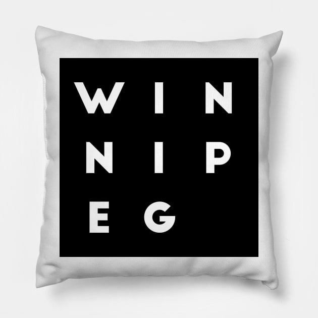 Winnipeg | White square, white letters | Canada Pillow by Classical