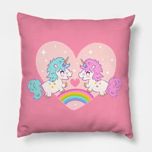 Cute unicorns with rainbow for Valentine's day Pillow