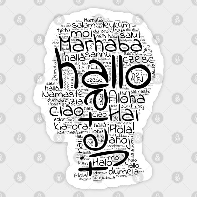 Hello Head Word Cloud - Hello - Sticker | TeePublic