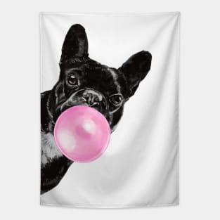 Bubble Gum Sneaky French Bulldog in Green Tapestry