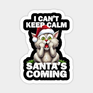 Funny Christmas saying, cute Christmas cat design Magnet