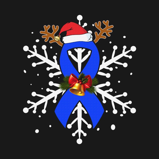 Snowflakes Christmas Santa Hat Chronic Fatigue Syndrome Awareness Blue Ribbon Warrior Support by celsaclaudio506