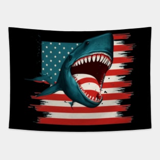 Jaws of Americans, usa flags Tapestry