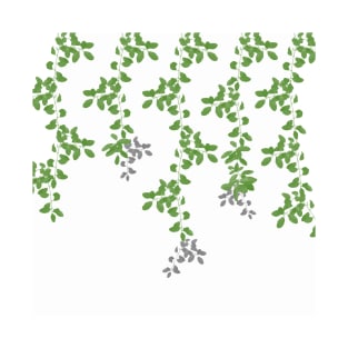 Green Leaves pattern. green. white. grey. leaves. T-Shirt