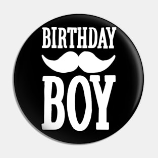 Birthday Boy Hipster mustache kids party anniversary gift Pin