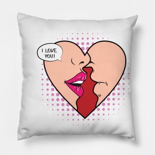 Kiss I Love You Retro Pop Art comics Pillow