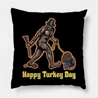 Happy Turkey Day Bigfoot Pillow